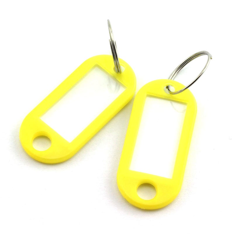 Lind Kitchen 40pcs Yellow Key Ring Label Tags Plastic Keys Holder and Identifier Name Number Address Information Label Card for Keys ID 5x2.2cm - Image 1